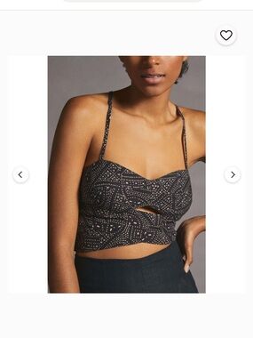 Anthropologie Black Printed Cutout Cami Top